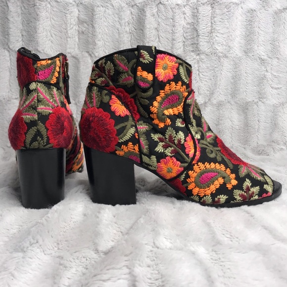 Crown Vintage Shoes - Crown Vintage Frankie Floral Peep Toe Ankle Bootie